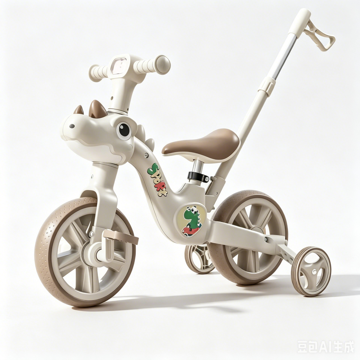 Dinosaur Kids Balance Bike with Push Handle