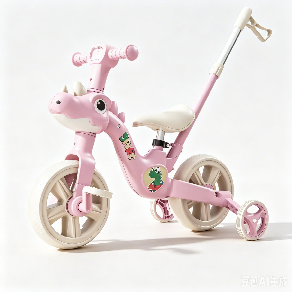 Dinosaur Kids Balance Bike with Push Handle