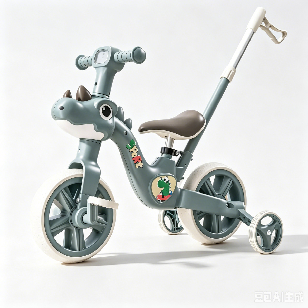 Dinosaur Kids Balance Bike with Push Handle